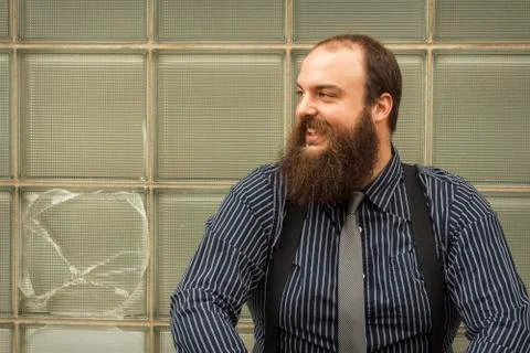 Satisfied Bearded Man Foto stock
