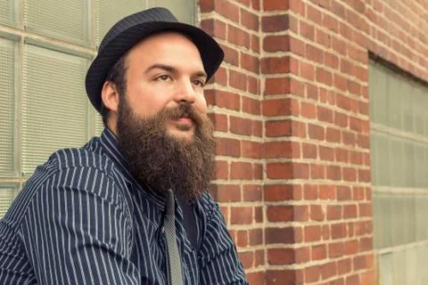 Satisfied Bearded Man Stock Photos