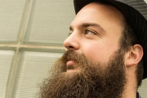 Satisfied Bearded Man Stock Photos