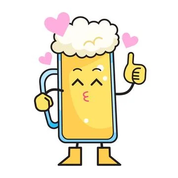 Satisfied beer character Stock Illustration