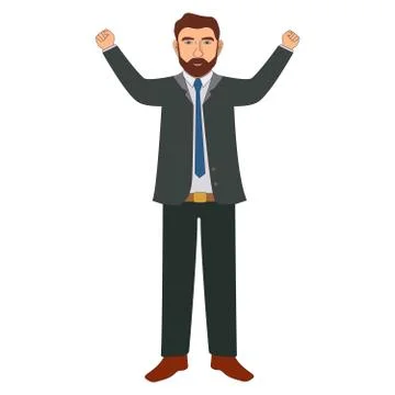 Satisfied businessman.Vector flat character man in suit and tie.Isolated on a Stock Illustration