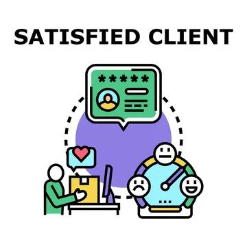 Satisfied client feedback concept receiving positive review Ilustración de archivo