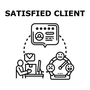 Satisfied client feedback concept receiving positive review Stock Illustration