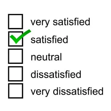 Satisfied client response opinion questionnaire survey likert scale Stock Illustration
