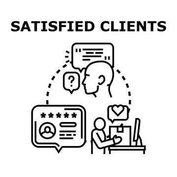 Satisfied clients evaluating customer service experience Ilustración de archivo