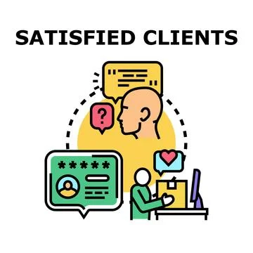 Satisfied clients evaluating customer service experience Ilustración de archivo