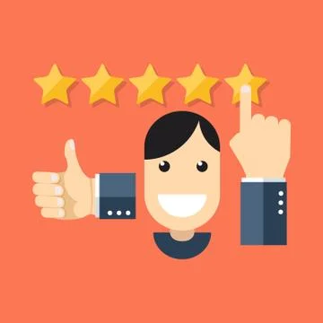Satisfied customers concept. Flat design stylish. Isolated on color backgroun Stock Illustration