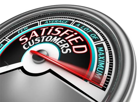 Satisfied customers conceptual meter indicate maximum Stock Illustration