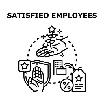 Satisfied employees receiving recognition and growth benefits Stock Illustration