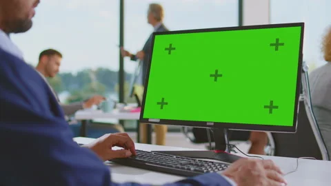 Satisfied man working on computer Stock Footage 164635390