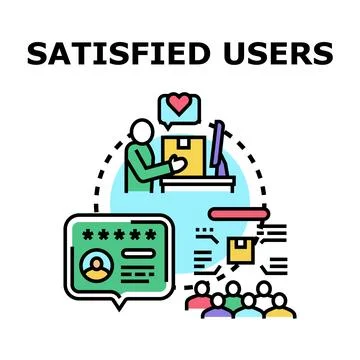 Satisfied users getting excellent customer service experience Ilustración de archivo