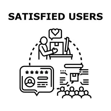 Satisfied users getting excellent customer service experience Ilustración de archivo