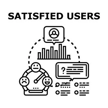Satisfied users measuring customer satisfaction and experience Ilustración de archivo