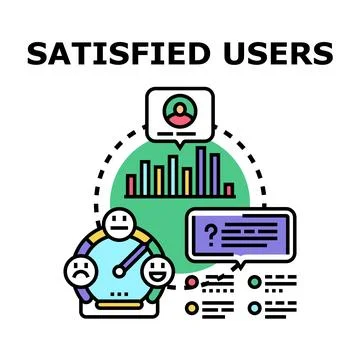 Satisfied users measuring customer satisfaction and experience Ilustración de archivo
