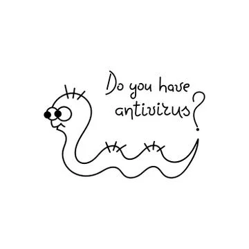 A satisfied worm crawls to destroy your computer with virus attacks. Computer 스톡 일러스트