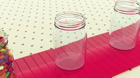 Satisfying Animation With Jars That Are Filled With Candy Looped 4k Stock Footage 200900504