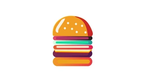 Satisfying burger assembly animation as each ingredient. bun, lettuce.. Stock Footage 304777198