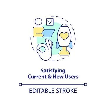 Satisfying current and new users concept icon Illustrazione stock
