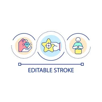 Satisfying customer with product loop concept icon Stock Illustration