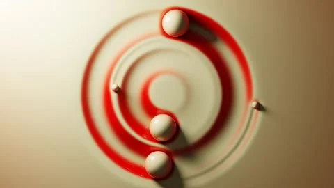 Satisfying physics loop animation with balls, circular design, retro colors.. 스톡 동영상 256304887