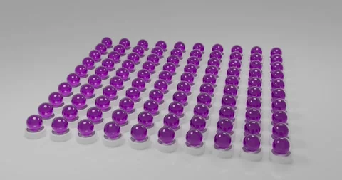 Satisfying Purple Physics Simulation Ball Rolling Through Grid Stock Footage 324781731
