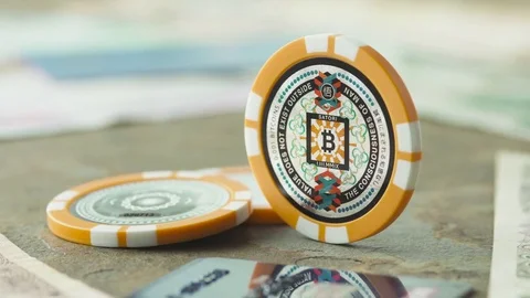 Satori Bitcoin Cryptocurrency Token Physical Coin Dolly Shot Left - Right &amp; Stop 스톡 동영상 81247679