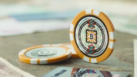 Satori Bitcoin Cryptocurrency Token Physical Coin Dolly Shot Right - Left &amp; Stop 스톡 동영상 81249934
