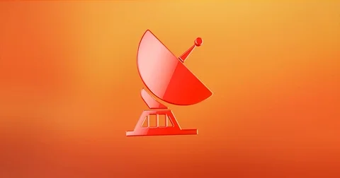 Sattelite Red 3d Icon Stock Footage 75667795