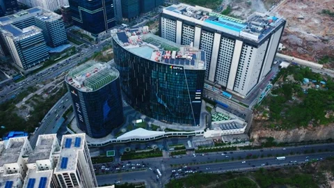Sattva Knowledge Park tower buildings with H Tower Commerzone building and Stock Footage 344285571