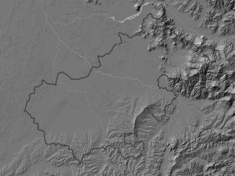 Satu Mare, Romania. Bilevel elevation map with lakes and rivers Stock Illustration