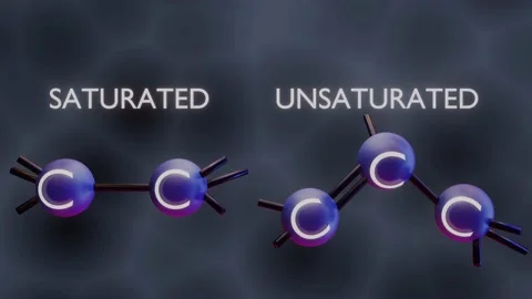 Saturated and unsaturated fatty acids, triglyceride, fat, 3D render Stock Footage 135686166