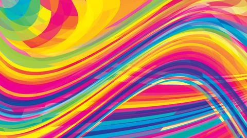Saturated multicolor background with bent lines. Complicated pattern Stock Illustration