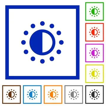 Saturation control flat framed icons Illustrazione stock