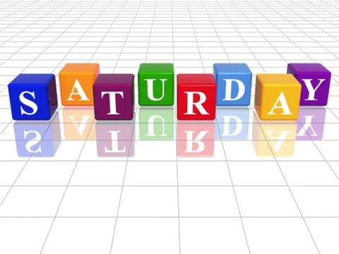 Saturday in 3d coloured cubes Stock Illustration