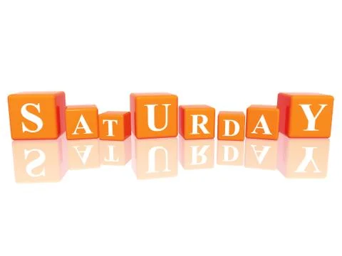 Saturday in 3d cubes Stock Illustration