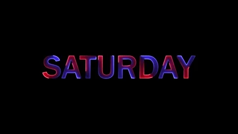 Saturday day name text animation with glowing red and blue neon effect Stock Footage 333878206