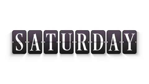 Saturday Flip Clock Animation Modern Day Indicator for Calendar or Schedule Stock Footage 320149332