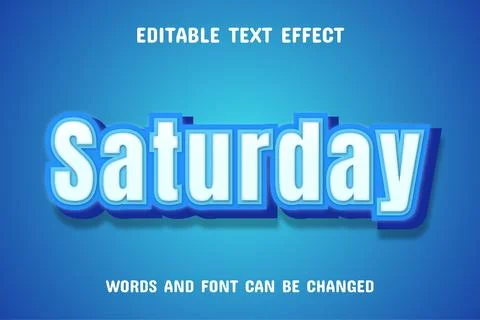 Saturday text - editable gradient text effect Stock Illustration