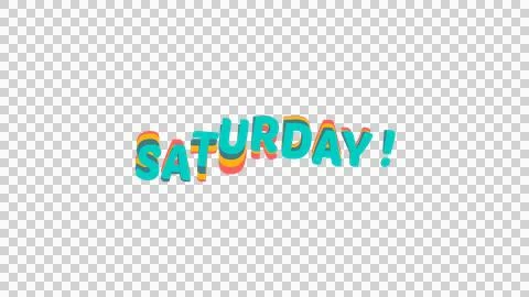 Saturday text with retro wave effect on transparent background. Stock Illustration