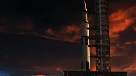 Saturn 5 Rocket Launch Pad Stock Footage 12207849