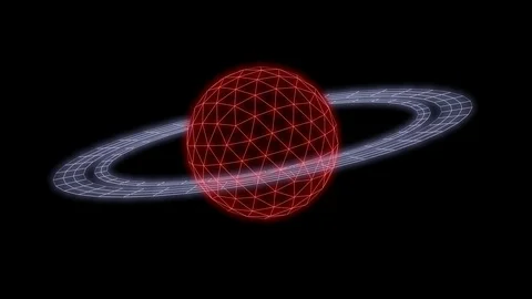Saturn animation synthwave neon 3D render loop Stock Footage 109614558