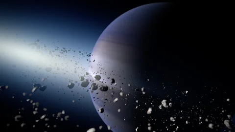 Saturn with asteroid rings 스톡 동영상 264273629