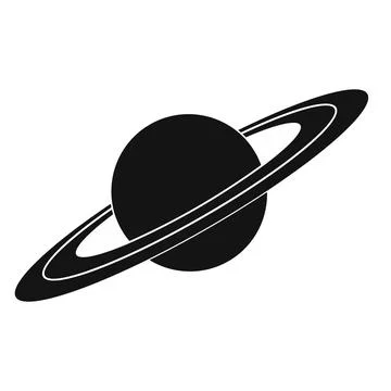 Saturn black simple icon Stock Illustration