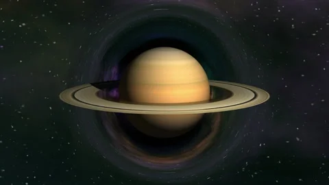 Saturn in curved space Stock Footage 90557693