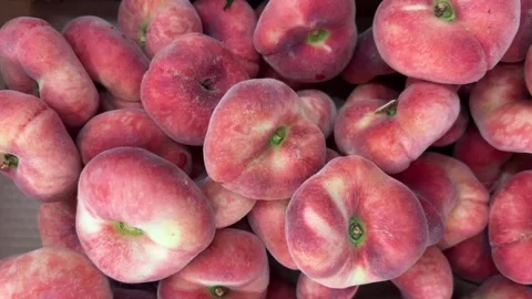 Saturn donut flat peaches in boxes Stock Footage 312350362