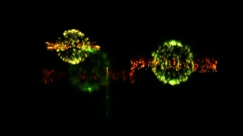 Saturn-like fireworks exploding Video stock 9873192