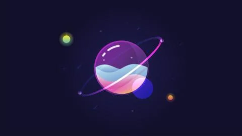 Saturn glass planet Stock Illustration