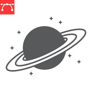 Saturn glyph icon Stock Illustration