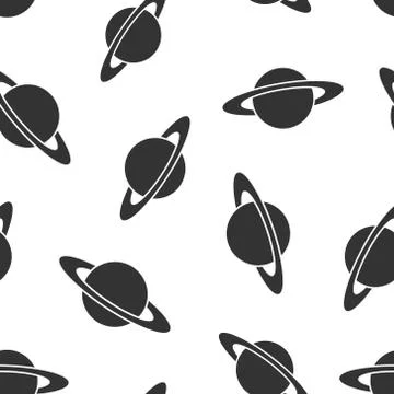 Saturn icon seamless pattern background. Planet vector illustration on white  스톡 일러스트
