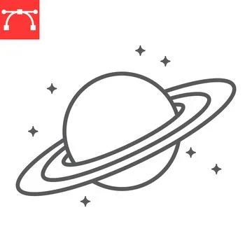 Saturn line icon Stock Illustration